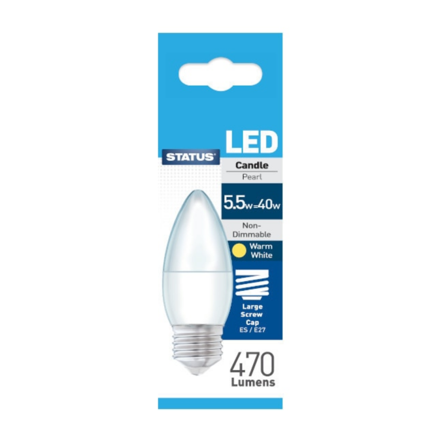 Status 5.5W ES LED Pearl Candle Bulb Pack - Image 2