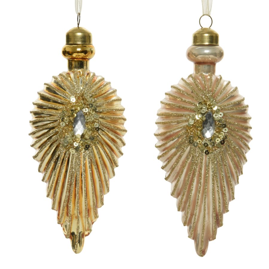 Gold Star Diamond Droplet Ornament