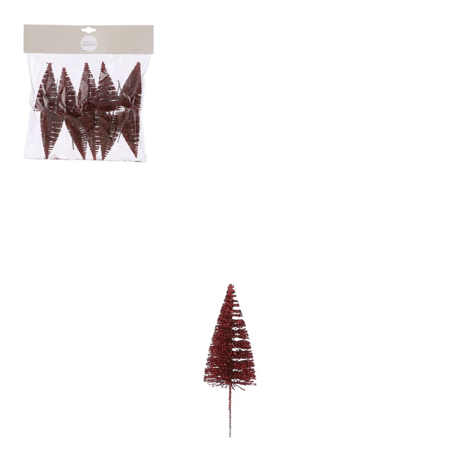 Red Mini Christmas Tree Pick – Pack of 10