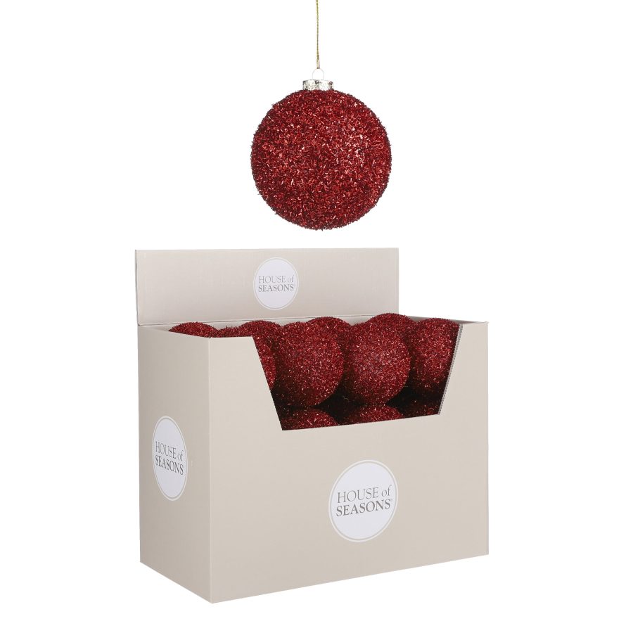 Red Glitter Shatterproof Bauble Christmas Decoration
