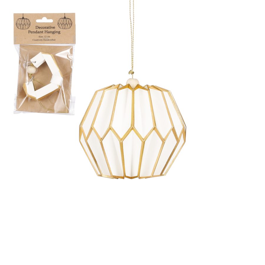 White & Gold Honeycomb Bauble Christmas Ornament