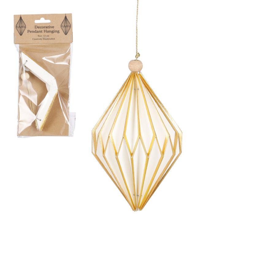 White & Gold Honeycomb Onion Bauble Christmas Ornament