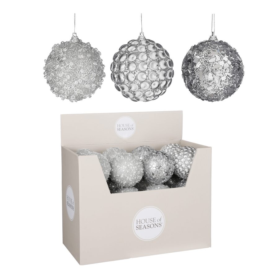 Shatterproof Silver Embossed Bauble