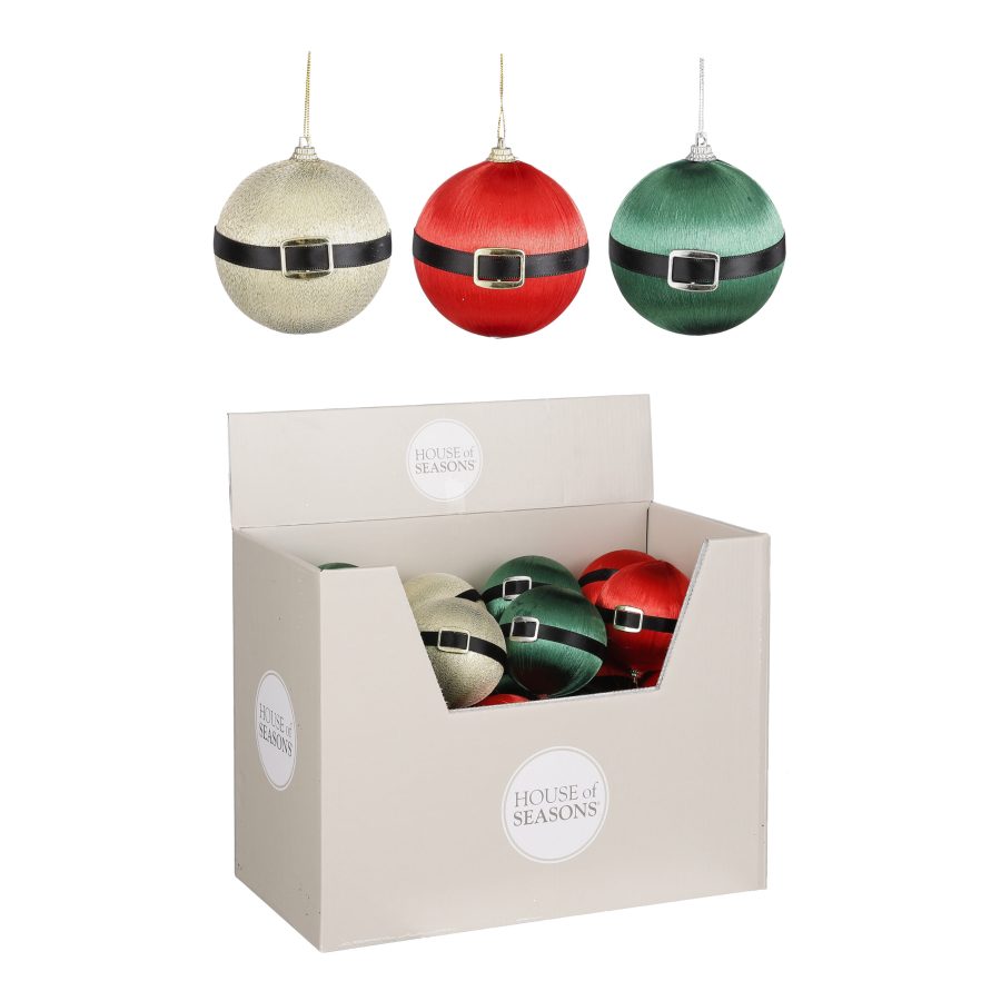 Red, Green, & Gold Santa Belt Bauble Christmas Decorations