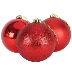 Large Shatterproof Red Christmas Bauble -3 Assorted Designs