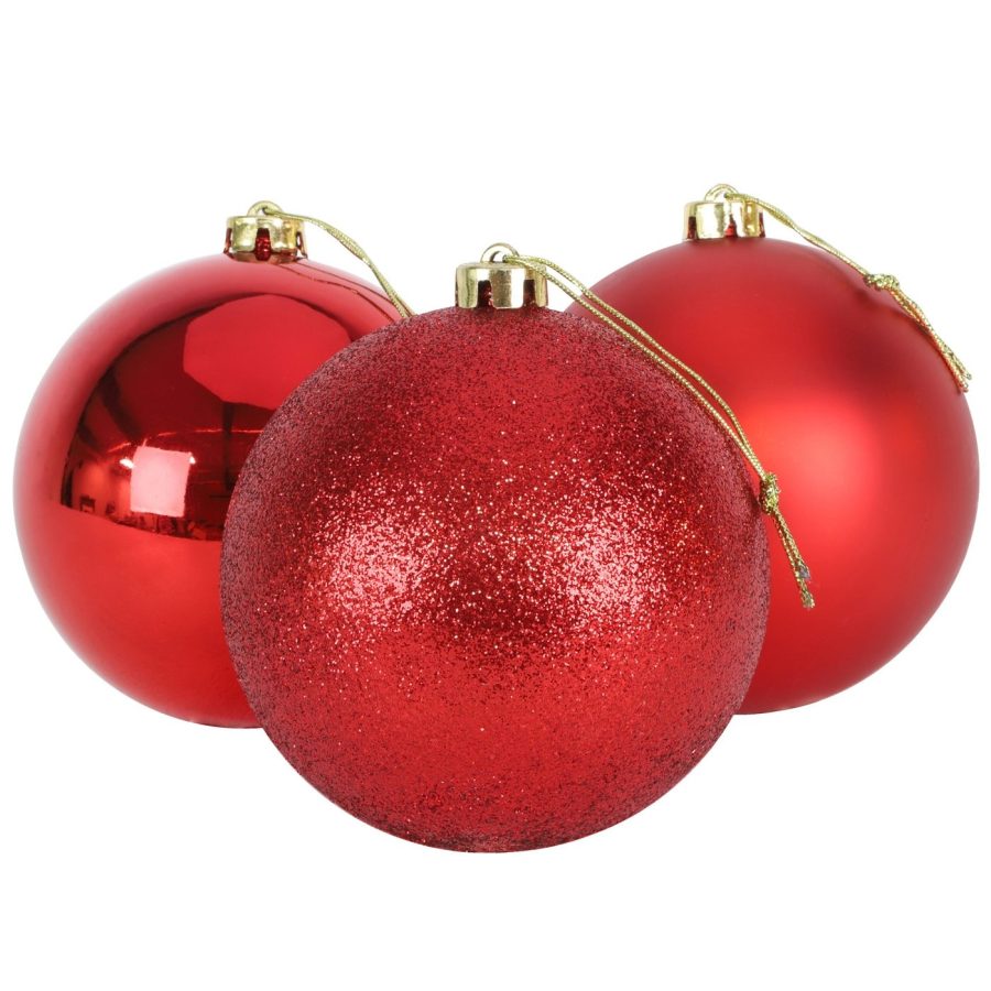 Large Shatterproof Red Christmas Bauble -3 Assorted Designs