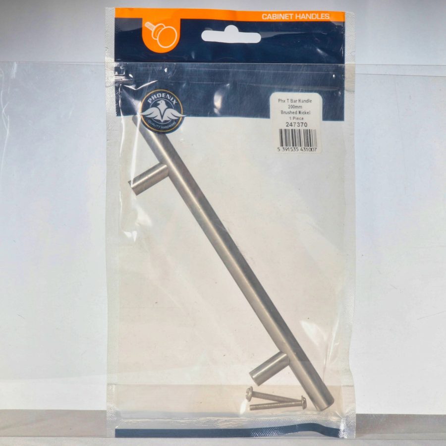 Phx T Bar Handle Brushed Nickle 200mm