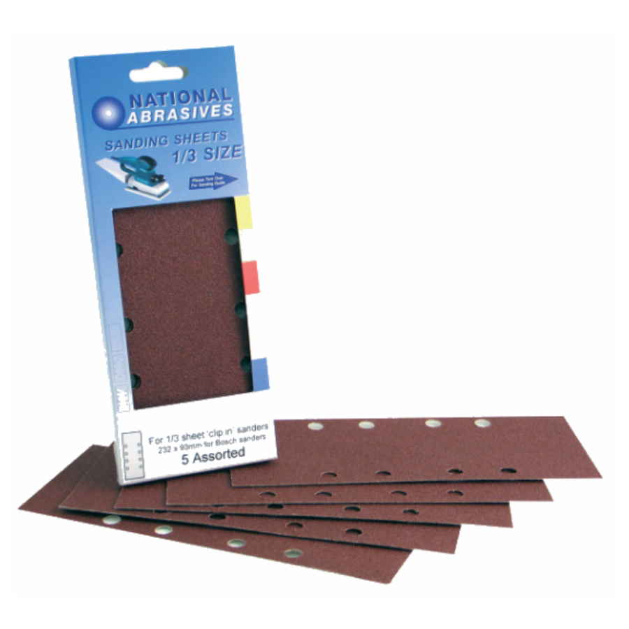 National Abrasives Clip-in 1/3 Sand Sheets - 5pack