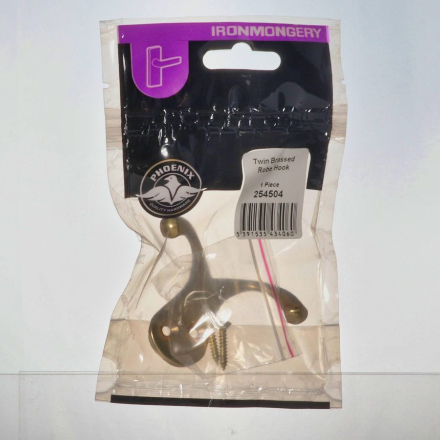 Phoenix Twin Robe Hook - Brass