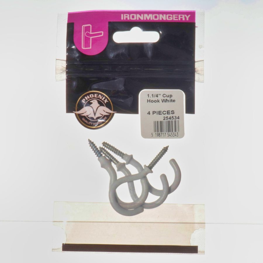 Phoenix 1 1/4" Cup Hook - White