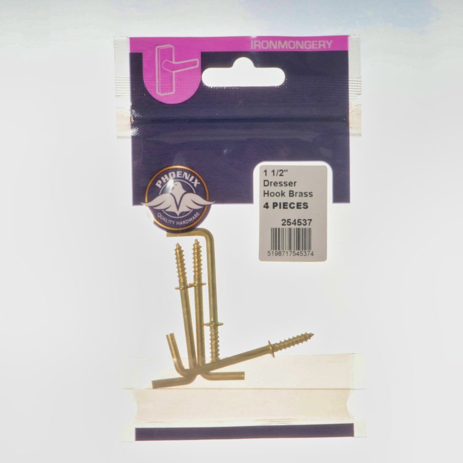 Phx 1.1/2" Dresser Hook Brass (4) (tp)