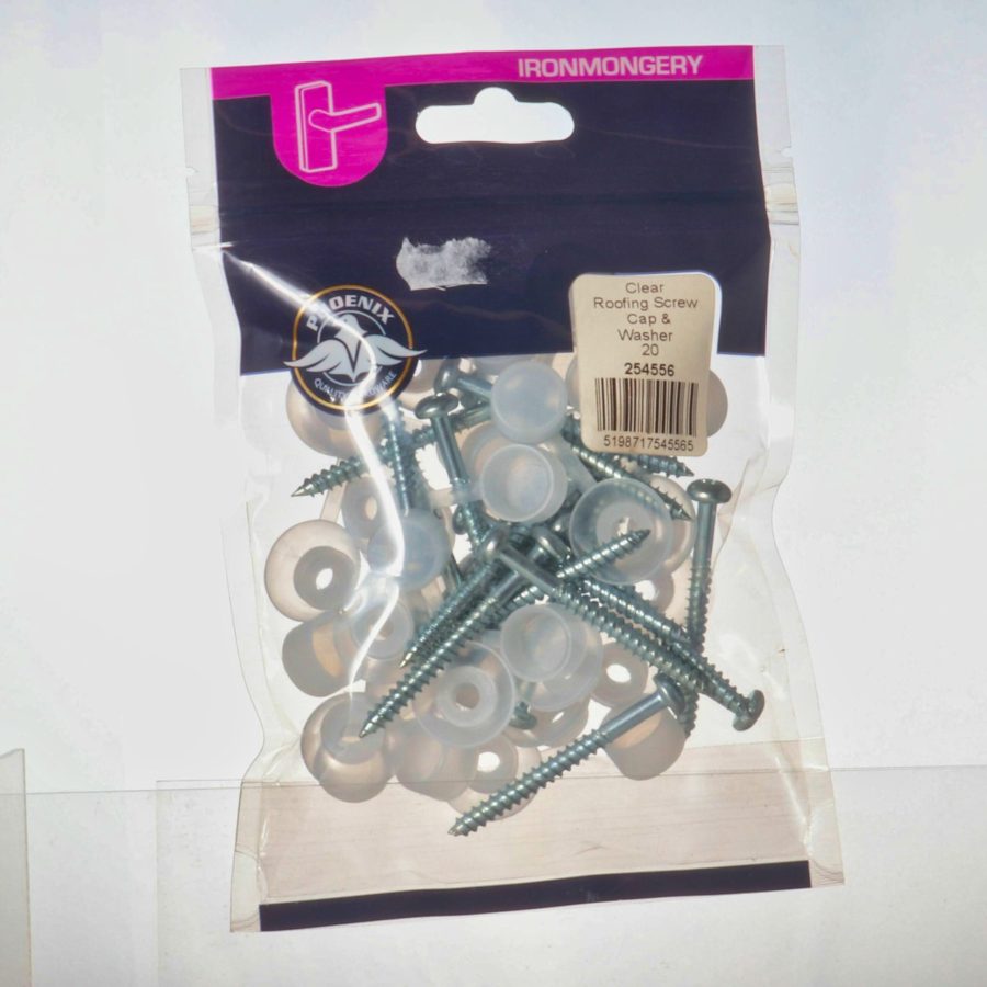 Phoenix Clear Roofing Screw, Cap & Washer - 20 Pack
