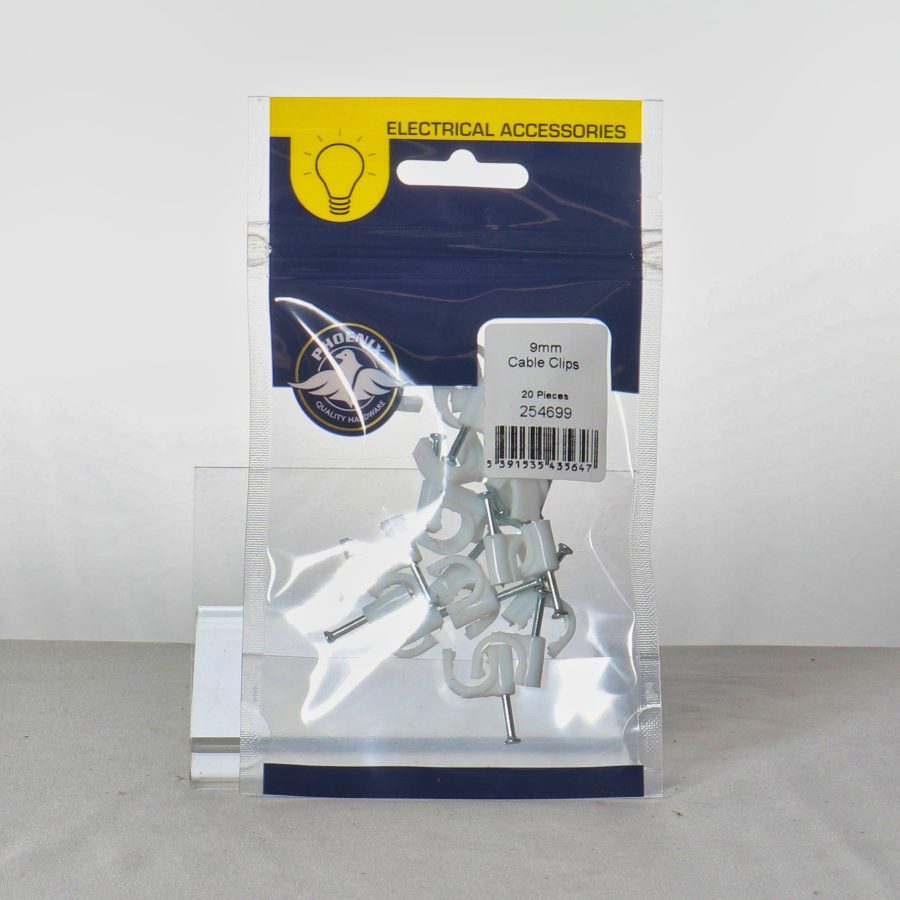 9mm Round Cable Clips - White