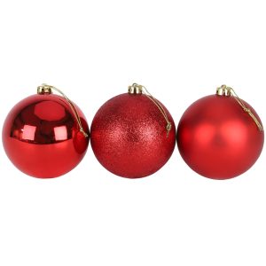 Large Shatterproof Red Christmas Bauble -3 Assorted Designs - Image 3