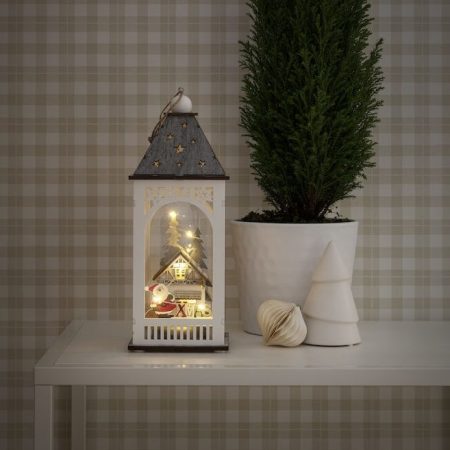 Konstsmide Wooden Lantern with House LED - Image 2
