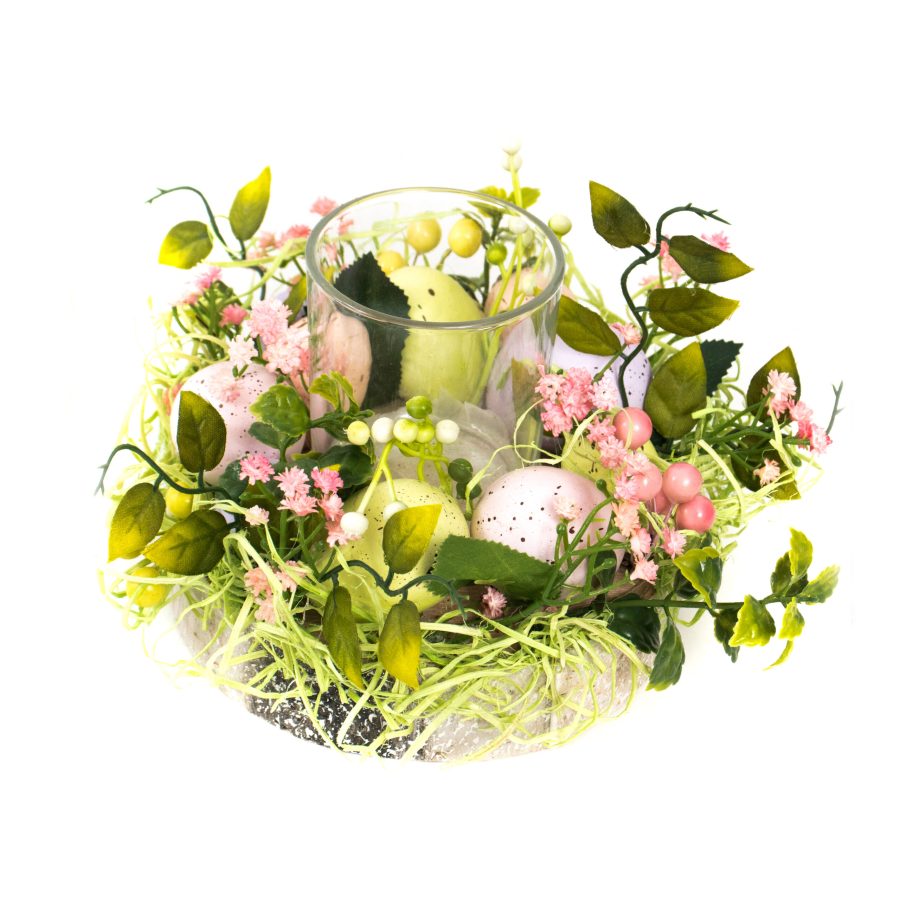 HW Artificial Wreath Tealight Holder Egg