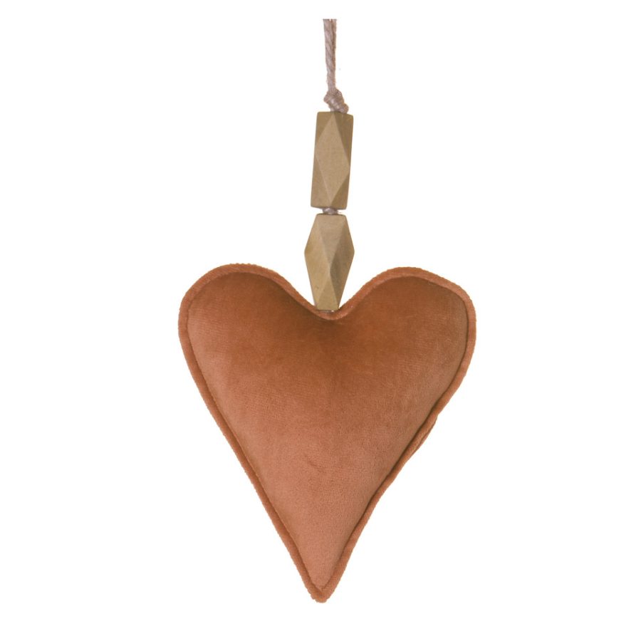 Hogewoning Velvet Hanging Heart - Terracotta