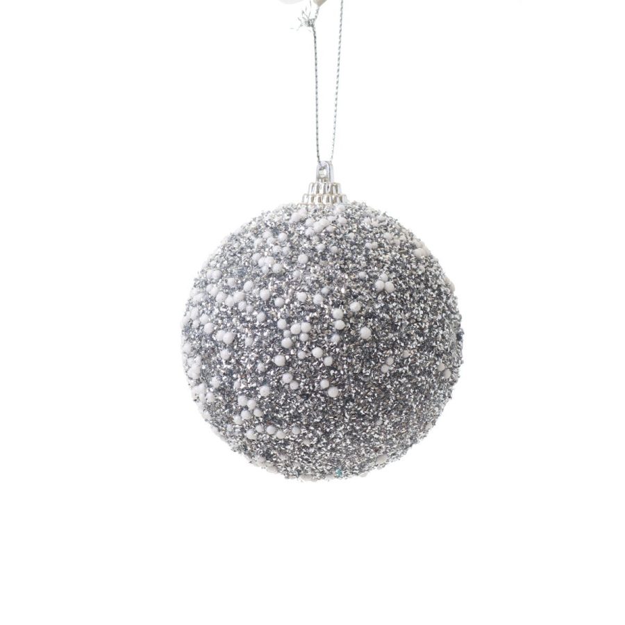 Silver Glitter and Sequin Bauble