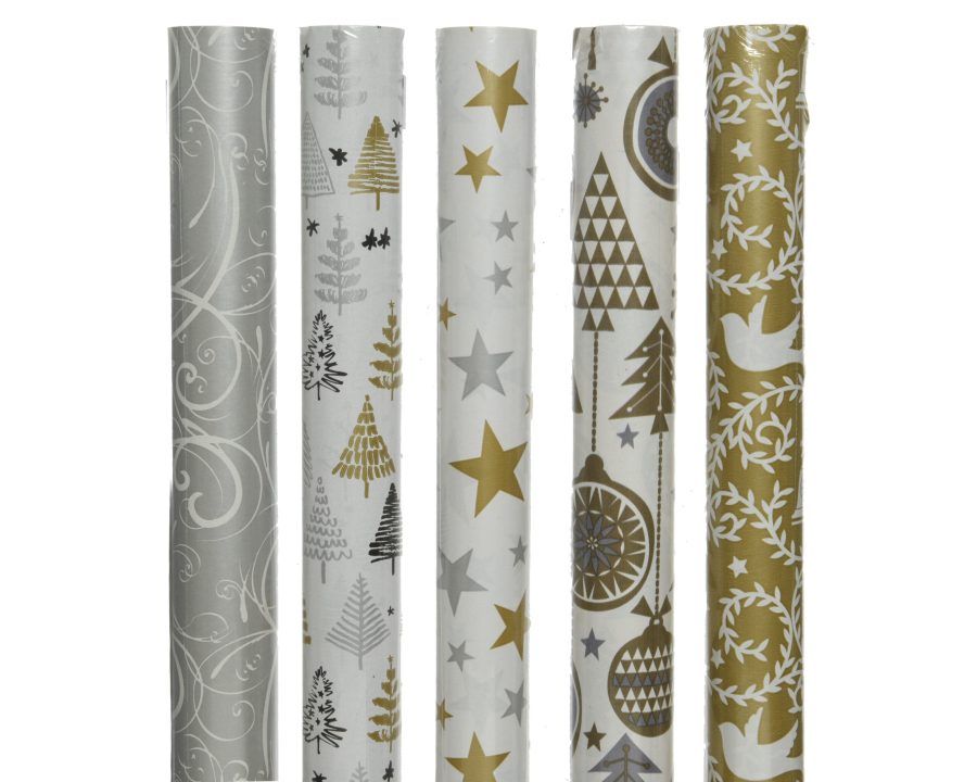 Christmas Gift Wrap Paper - 2m - Gold/Silver