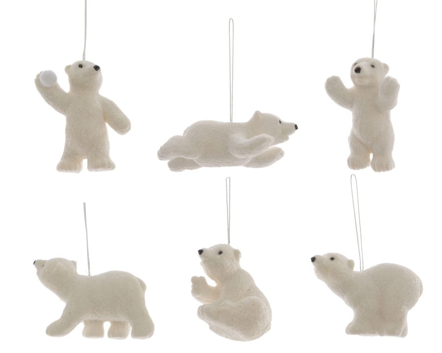 White Glitter Polar Bear Hanging Decorations