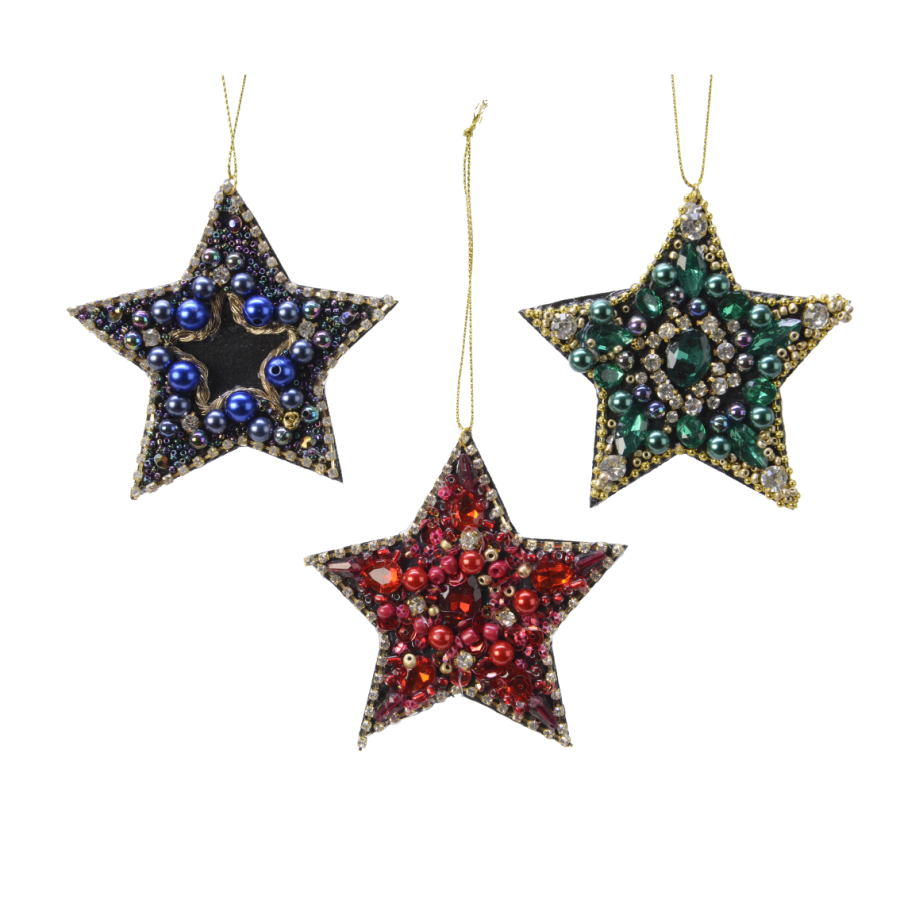 Beaded Felt Star Christmas Ornament