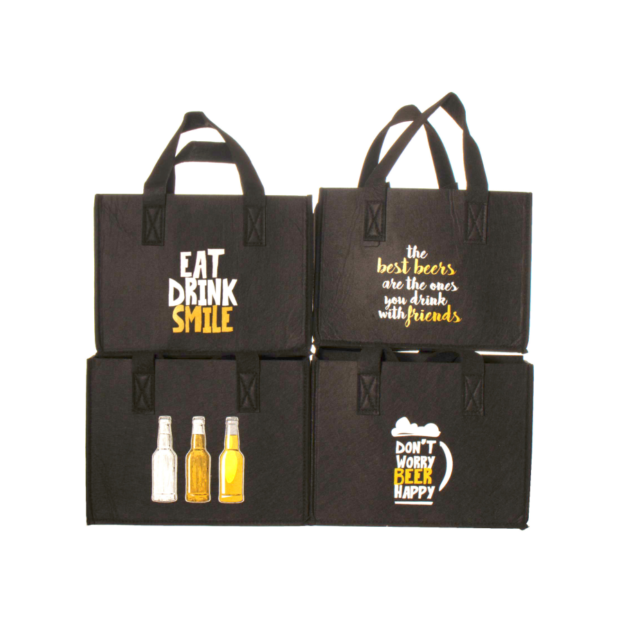 Kaem Printed Felt Bag (4 Black 4 Asst)
