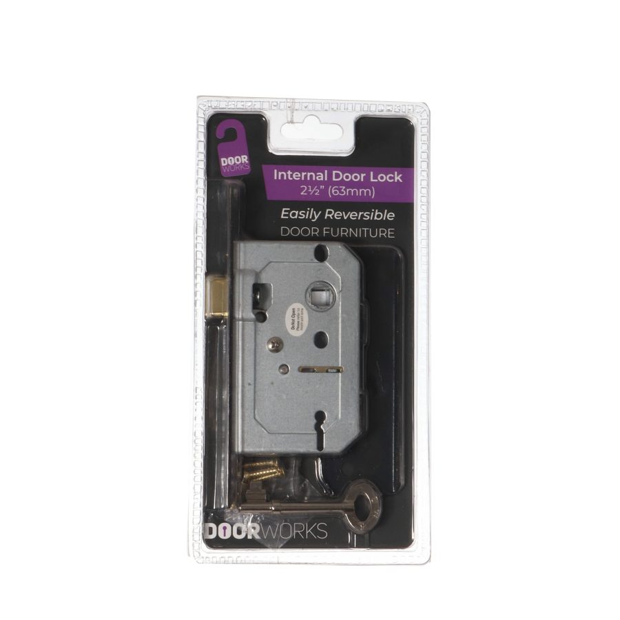 Doorworks 2 Lever Internal Door Lock 63mm - Antique Brass