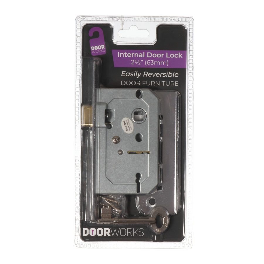 Doorworks 2 Lever Internal Door Lock 63mm - Chrome