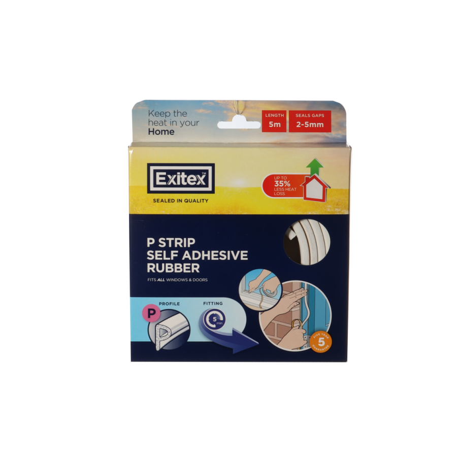 Exitex EPDM Rubber P Strip Draught Excluder