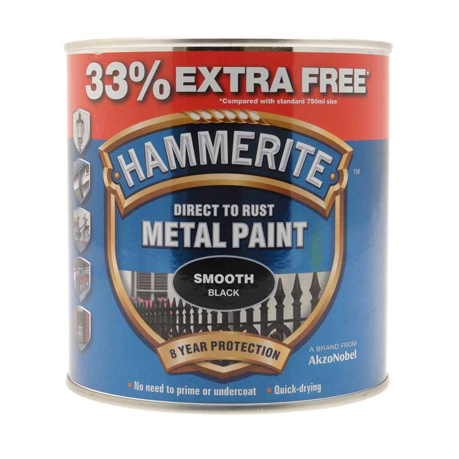Hammerite Metal Paint 750ml Black Smooth
