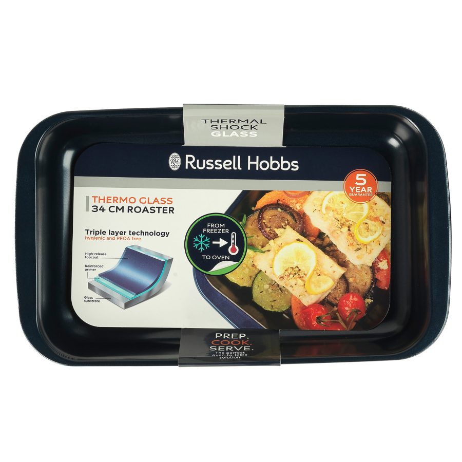 Russell Hobbs Glass Navy Gravy Roasting Dish 34cm
