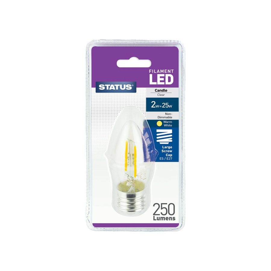 Status 2W ES LED Candle Filament Replica Bulb - Image 2