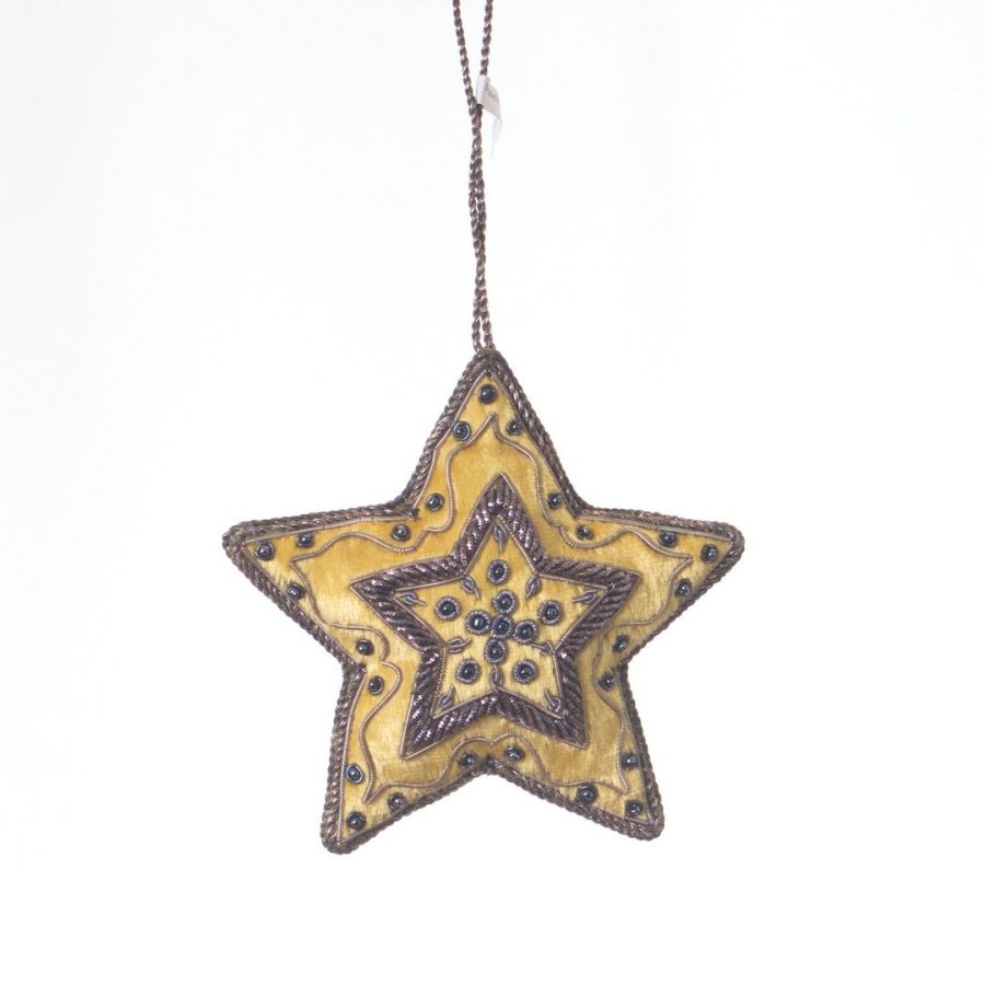 Tinker Tailor Gold Velvet Star With Silver Embroidery