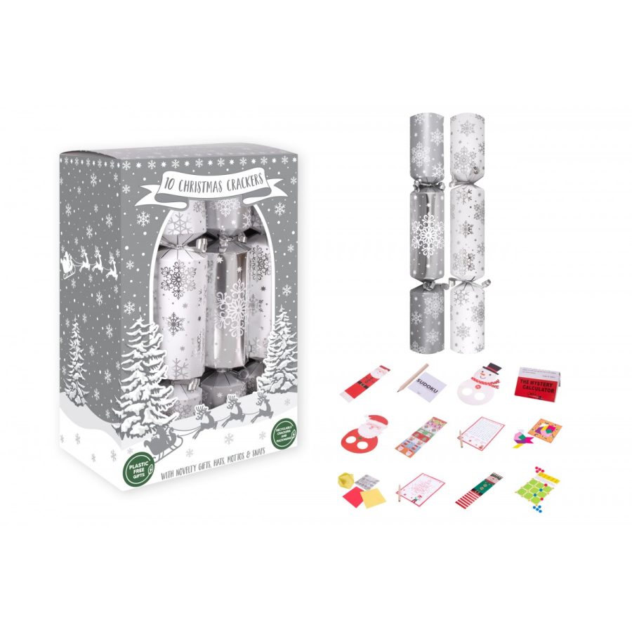 Silver Snowflake Recyclable Crackers - Pack of 10