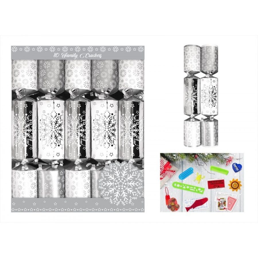 Silver Snowflake Recyclable Crackers - Pack of 10 - Image 3