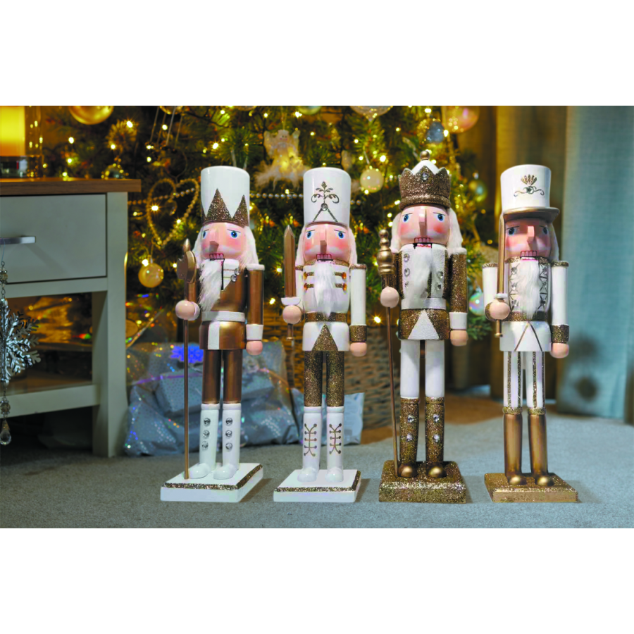 Three Kings Nutcracker - White & Gold
