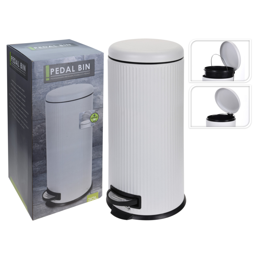 30 Litre Round Bin Pedal - White