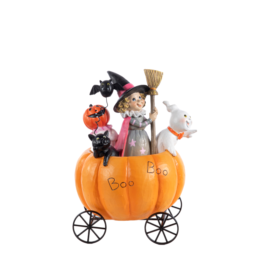 Witch In A Pumpkin Halloween Ornament