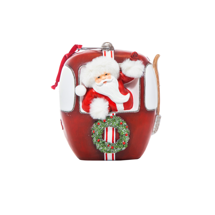 Santa In Cable Car Decoration