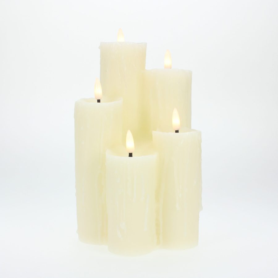 Flickabrights 5 Piece Melted Edge Wax Candles