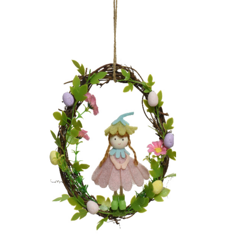 Meadow Friends Rattan Easter Wreath with Figurine - Image 2
