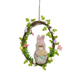 Meadow Friends Rattan Easter Wreath with Figurine - Image 5