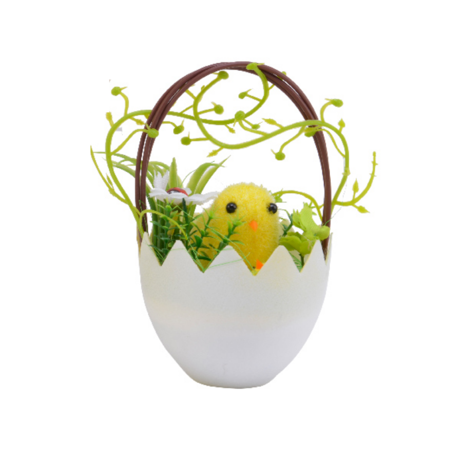 Plastic Coloured Easter Egg Basket With Chick or Bunny - Image 4