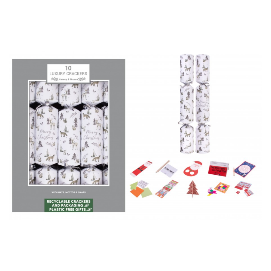 Luxury Recyclable Woodland Christmas Crackers - Pack of 10