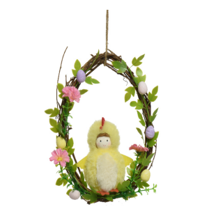 Meadow Friends Rattan Easter Wreath with Figurine - Image 4
