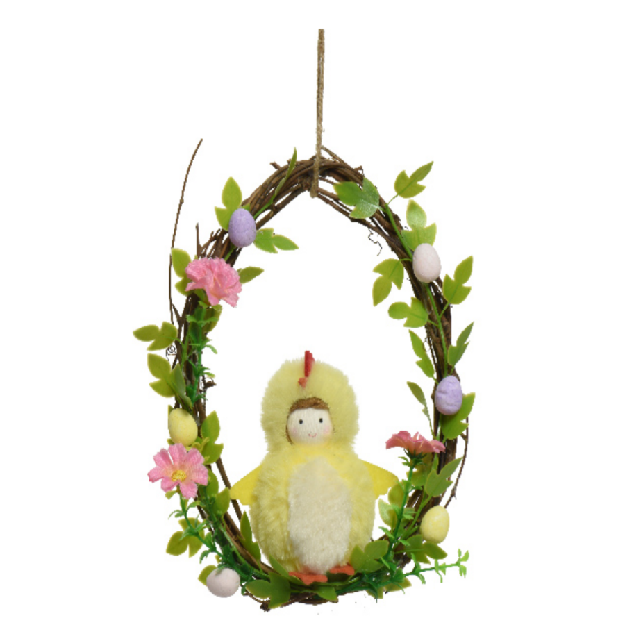 Meadow Friends Rattan Easter Wreath with Figurine - Image 4