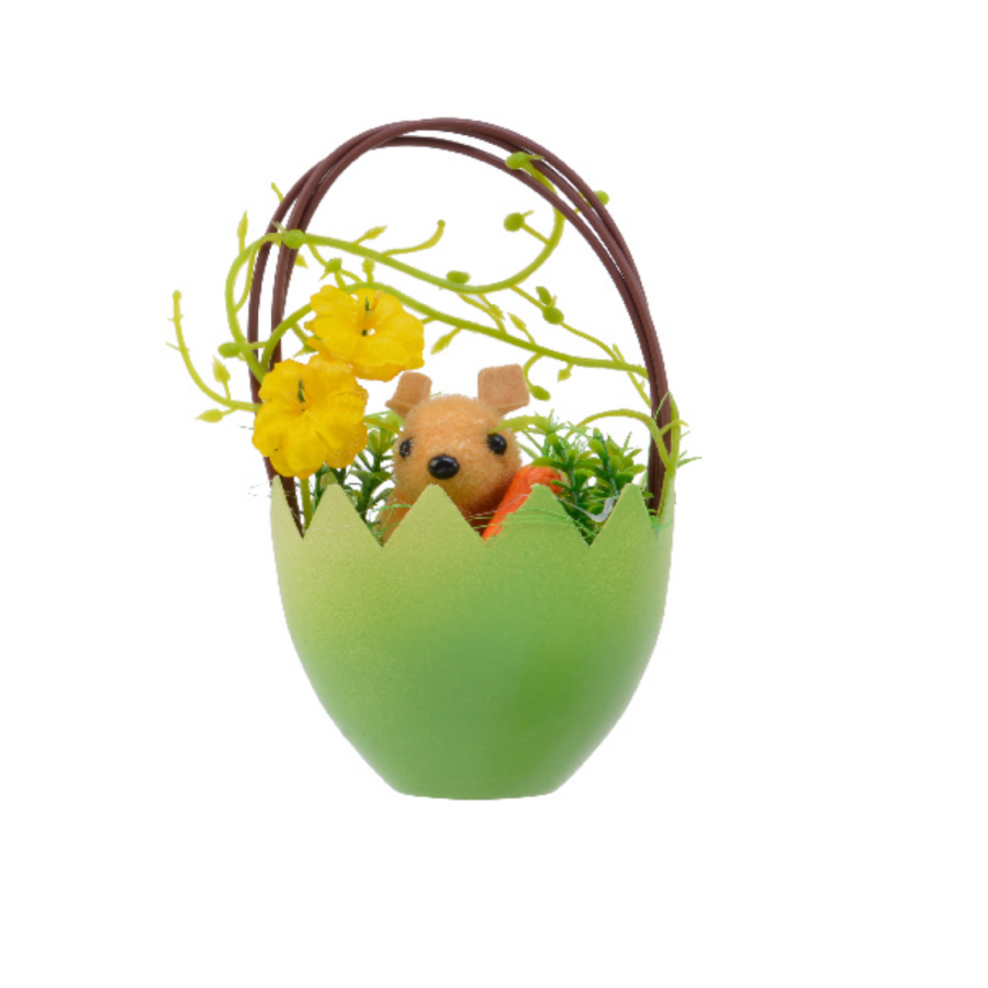 Plastic Coloured Easter Egg Basket With Chick or Bunny - Image 2