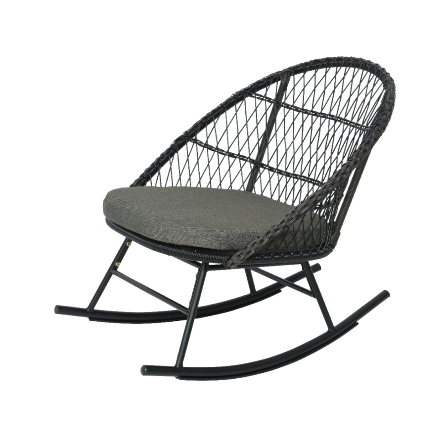 Lisbon Polyester Rope Rocking Chair in Black