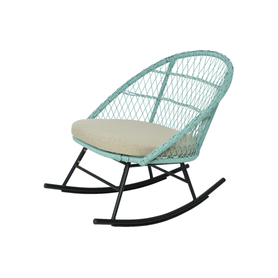 Lisbon Polyester Rope Rocking Chair in Mint