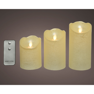 Set of 3 LED Wax Candles with Remote Control (Cream) - Image 2